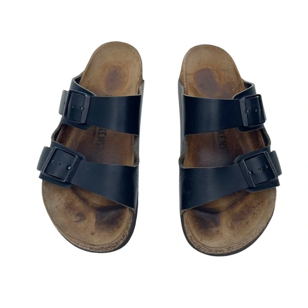 Birkenstock Arizona sandals leather buckle black 5.5 - Picture 2 of 8